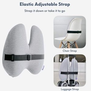 Cushion Lab Extra Dense Lumbar Pillow with strap,  NWOT, grey